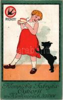1914 Klomnicka Fabryka Cykorji w Klomnicach / Klomnice Chicory Factory. Polish advertisement, girl with dog. Lit. Z. Terakowski litho + "Batterie No. F. K. R. 36. Zensuriert" (fa)