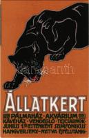 Budapest XIV. Budapest Székesfővárosi Állatkert reklámlapja: fekete párduc. Székesfővárosi Házinyomda / Budapest Zoo advertisement art postcard: Black panther (EK)