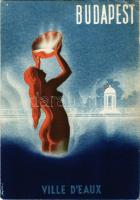Budapest - Ville d'Eaux / Budapesti fürdők turisztikai reklámja, francia nyelvű verzió / Hungarian tourism campaign for baths and spas, advertisement, French edition s: Vajda L. (EB)