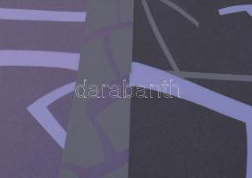 Olvashatatlan jelzéssel: Lila kompozíció. Szitanyomat, papír, számozott (12/30). Üvegezett fakeretbe...