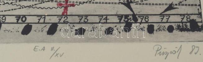 Püspöky István (1950-2018): Hommage a Kondor Béla, 1983. Rézkarc, papír, jelzett. Művészpéldány E.A ...