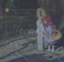 Vadász Miklós (1884-1927 v. 1928): Gyerekek (meseillusztráció?). Akvarell, papír. Jelzett. Üvegezett...