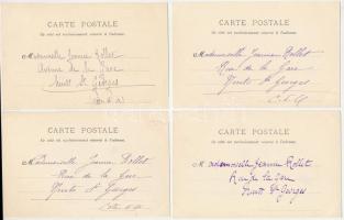 Une Lecon de Bicyclette / Kerékpár lecke / A Bicycle Lesson - 8 db régi képeslap (egy sorozat) / 8 p...