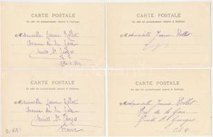 Une Lecon de Bicyclette / Kerékpár lecke / A Bicycle Lesson - 8 db régi képeslap (egy sorozat) / 8 p...