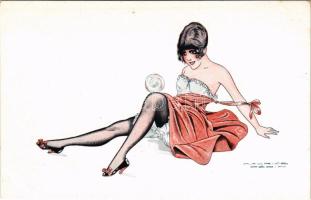 Bulles de savon. Série No. 16. 76. / Erotikus hölgy művészlap / Erotic lady art postcard. Editions Delta, Paris. s: Maurice Pépin