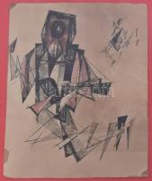 Jelzés nélkül: Konstruktivista kompozíció. Tus, akvarell, papír. Sérült. Kartonra kasírozva. Üvegezett fakeretben. 33,5×23 cm