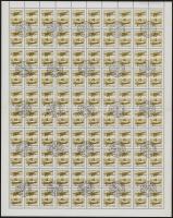 1988 Repüléstörténet 4Ft 3 db teljes hajtott 100-as ívben, az ismert lemezhibával (4. ívhely) (54.000)