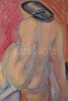 Hetényi Tibor (1891-1977): Női akt. Akvarell, papír, jelzés nélkül, paszpartuban, 55,5x37,5 cm