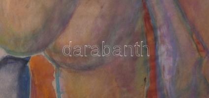 Hetényi Tibor (1891-1977): Női akt. Akvarell, papír, jelzés nélkül, paszpartuban, 55,5x37,5 cm