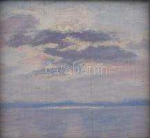 Jelzés nélkül: Vízparti táj (Balaton?). Olaj, fa. Hátoldalán Kovács Dezső műgyűjtő hagyatéki bélyegzésével. Dekoratív, üvegezett, sérült fakeretben. 16,5x19,5 cm