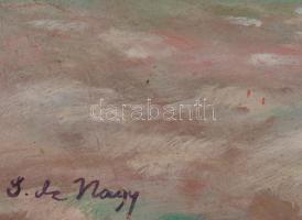 J de Nagy jelzéssel: Vízparti táj. Olaj, karton. Hátoldalán Belvárosi Aukciósház XI. művészeti aukci...