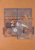 Misch Ádám (1935-1995): Számok és körök (cím nélkül), 1980-as évek eleje. Akril, ceruza, kréta, farost, jelezve középen lent. 70×50 cm. 2026. január 19-én, 18 órakor nyílik a Darabanth Galériában Misch Más-kép - Misch Ádám papíralapú munkái címmel kiállítás a festőművész munkáiból. Misch Ádám Soroksáron született, az 1950-es években Ilosvai Varga István szabadiskoláját látogatta, utána 1965-ben az Iparművészeti Főiskolán végzett . Az 1970-es évek közepén-végén geometrikus formák határozták meg a műveit. Az 1980-as évek elejétől kompozíciói oldottabbá válnak, feltűnnek rajtuk számok, betűk, szótöredékek és egyéb jelek. Ezzel Misch a magyarországi lírai absztrakció jelentős képviselőjévé vált, aki számos alkalommal állított ki az NSZK-ban, majd az újraegyesült Németországban is. / Ádám Misch (1935-1995): Untitled, early 1980s. Acrylic, chalk, pencil on wood fiber, signed. 70×50 cm.