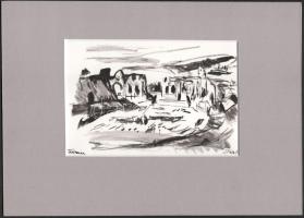 Gönczi Béla (1934-): Taormina. Tus, papír. Jelzett. 13,5x20 cm, paszpartuban.