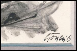 Gönczi Béla (1934-): Taormina. Tus, papír. Jelzett. 13,5x20 cm, paszpartuban
