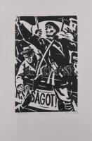 Gönczi Béla (1934-): 1919-1959. Linómetszet, papír. Jelzett. 29x19,5 cm.