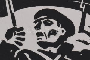 Gönczi Béla (1934-): 1919-1959. Linómetszet, papír. Jelzett. 29x19,5 cm