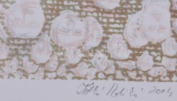 Bitó Ildikó (1966-): Tömeg, avagy egyszer lent, egyszer fent, 2004. Litográfia, papír, jelzett, művé...