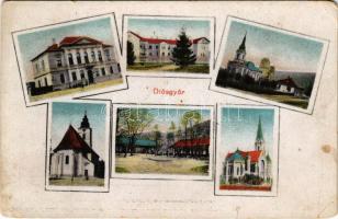 Diósgyőr (Miskolc), Városháza, templomok, vár. Grünwald Ignác kiadása (apró szakadás / tiny tear)