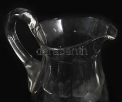 Antik ólomkristály kancsó, jelzés nélkül, csiszolt mintával, m: 26 cm