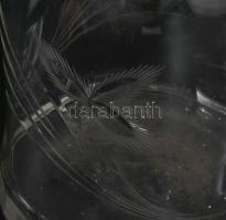 Antik ólomkristály kancsó, jelzés nélkül, csiszolt mintával, m: 26 cm