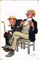 Szivarozó férfiak / Cigar smoking men. B.K.W.I. 719-3. s: Carl Josef (kopott sarkak / worn corners)