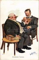 Szivarozó férfiak / Cigar smoking men. B.K.W.I. 719-1. s: Carl Josef (EK)