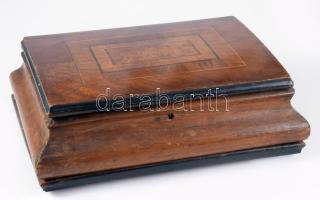 Biedermeier fa láda. Intarziás Kulcs nélkül 31x24 cm