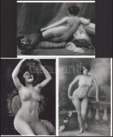 cca 1929 Demeter Károly (1892-1983) budapesti fényképész és fotóművész aktfotó gyűjteményéből 3 db modern nagyítás, jelzés nélkül, 21x15 cm