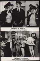 cca 1972 "Lázadás a buszon" című angol abszurd humor, filmvígjáték jelenetei és szereplői, 27 db vintage produkciós filmfotó ezüst zselatinos fotópapíron, a használatból eredő kisebb hibákkal, 18x24 cm