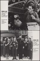 cca 1939 előtt készült, "Modern idők" című amerikai film jelenetei és szereplői (főszereplő Charlie Chaplin), 24 db vintage produkciós filmfotó (vitrinfotó, lobbyfotó) ezüst zselatinos fotópapíron, a használatból eredő (esetleges) kisebb hibákkal, 18x24 cm