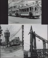 cca 1960 előtti felvételek budapesti villamosokról (2-es, 6-os és 55-ös járat), 3 db modern nagyítás, jelzés nélkül, 15x21 cm és 21x15 cm