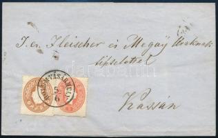 1861 5kr + 10kr levélen "HOLD.M.VÁSÁRHELY" - Kassa