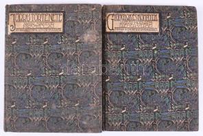 2 db dekoratív Kner kiadvány: Antal Sándor: Jörru története. Novellák. Gyoma, 1913, Kner. Kiadói egészvászon kötés, + - Jászay-Horváth Elemér: Gyöngyök és könnyek. Gyoma 1913. Kner Izidor. Verses kötet. Festett egészvászon kötés, kis kopással
