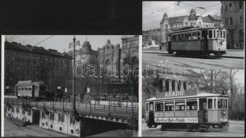 cca 1969 előtti felvételek budapesti villamosokról (8, 9, 22), 3 db modern nagyítás, jelzés nélkül, 15x21 cm és 10x15 cm