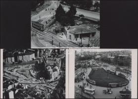 cca 1960 előtt, Budapest, Széll Kálmán tér, Moszkva tér látképe három különböző nézőpontból, 3 db modern nagyítás, jelzés nélkül, 15x21 cm