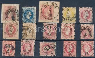 1867 9 db bélyeg, 2 bélyeges + 4 díjjegyes kivágás közte szép bélyegzések