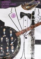 1977 Benkó Dixieland Band plakát, papír, Design. Diner Tamás, Sajnovits Sándor, Globus Nyomda, gyűrődésekkel, apró lapszéli sérülésekkel, feltekerve, 84x59 cm
