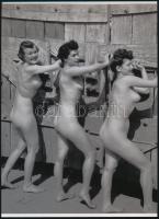 cca 1950 "Húsvéti locsolók döngetik a nagykaput", szolidan erotikus felvétel, 1 db modern nagyítás, jelzés nélkül, 21x15 cm