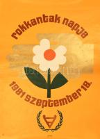 Gönczi-Gebhardt Tibor (1902-1994): Rokkantak napja, 1981. Plakát, papír, jelzett a plakáton, feltekerve, kisebb gyűrődésekkel, 96,5x66,5 cm