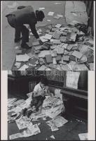 cca 1972 1933 Kertész Andor (később André Kertész) (1894-1985) magyar (később francia - amerikai) fotóművész felvételei (Tudásszomj I-II.), 2 db modern nagyítás, jelzés nélkül, 15x21 cm