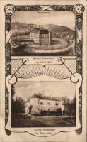 Jeutendorf castle in 1670 and in 1918 (EK)