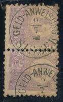 1871 Kőnyomat 25kr pár "GELD-ANWEISUNG SISSEK" ( rövid fogak /, short perfs. , patina)