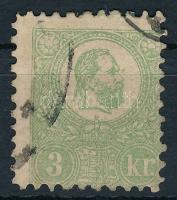 1871 Kőnyomat 3kr képbe fogazva (220.000) ( elvékonyodás, javítás / thin paper, repaired)