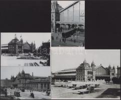 Budapest, a Nyugati pályaudvar, eltérő időben és különböző nézőpontokból készített felvételek, 4 db modern nagyítás, jelzés nélkül, 15x21 cm és 10x15 cm