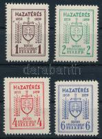 1939 Soproni tábori küldöncjárat II. kiadás sorozat, az 1f festékfoltos, a 4f szélesebb, a 6f alacsonyabb (85.000+) / Sopron courier post stamp II. issue complete set