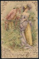 1903 Szép litho képeslap 5 x 1f Turul bérmentesítéssel közte csillag vízjeles bélyeg "KUDSIR&qu...