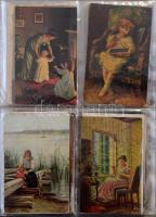 ~140 db festmény reprodukciós képeslap 2 db 80 férőhelyes képeslap berakóban közte sok Stengel, olajnyomat, jó motívumok