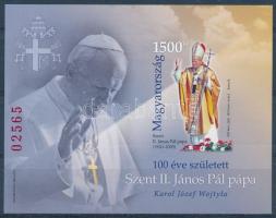 2020 Szent II. János Pál pápa vágott blokk (13.000)