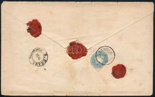 ~1865 2 db látványosan elfogazott 10kr távolsági ajánlott levélen "SZARVAS" - "B.CSAB...