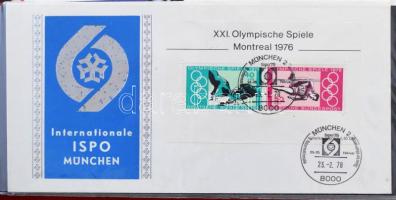 100 férőhelyes újszerű állapotú FDC berakó 23 cm hosszú borítékok részére, benne kb 70 főleg német é...